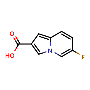 Chemical structure of 6-Fluoroindolizine-2-carboxylic acid , CAS 1206981-79-4, AChemBlock X202118
