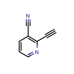 Chemical structure of 2-Ethynylnicotinonitrile , CAS 132898-81-8, AChemBlock X202134