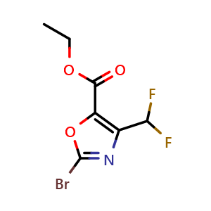 Chemical structure of Ethyl 2-bromo-4-(difluoromethyl)oxazole-5-carboxylate , CAS 2309474-28-8, AChemBlock X202137