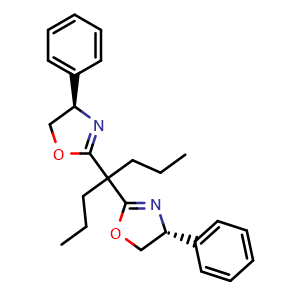 Chemical structure of (4R,4'R)-2,2'-(Heptane-4,4-diyl)bis(4-phenyl-4,5-dihydrooxazole) , CAS 2447575-76-8, AChemBlock X202170