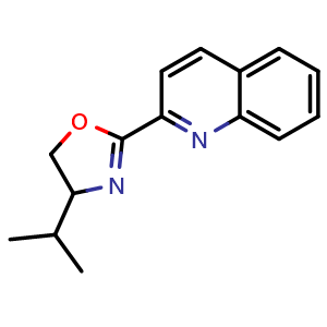 Chemical structure of 4-Isopropyl-2-(quinolin-2-yl)-4,5-dihydrooxazole , CAS 1802928-40-0, AChemBlock X202173