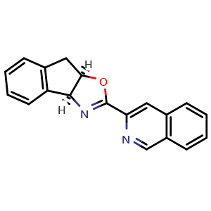 Chemical structure of (3aS,8aR)-2-(Isoquinolin-3-yl)-8,8a-dihydro-3aH-indeno[1,2-d]oxazole , CAS 2321534-63-6, AChemBlock X202189