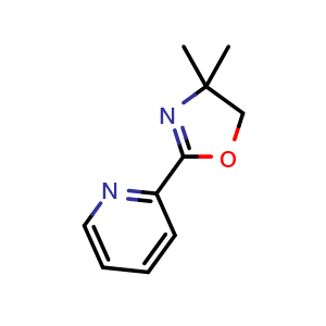 Chemical structure of 4,4-Dimethyl-2-(pyridin-2-yl)-4,5-dihydrooxazole , CAS 109660-12-0, AChemBlock X202190
