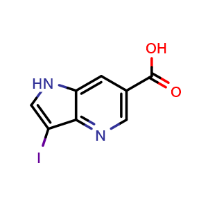 Chemical structure of 3-Iodo-1H-pyrrolo[3,2-b]pyridine-6-carboxylic acid , CAS 1190322-96-3, AChemBlock X202204