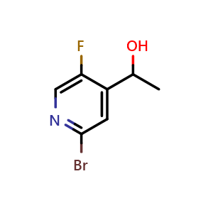 Chemical structure of 1-(2-Bromo-5-fluoropyridin-4-yl)ethan-1-ol , CAS 1114523-54-4, AChemBlock X202211