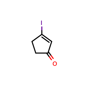 Chemical structure of 3-Iodocyclopent-2-en-1-one , CAS 61765-46-6, AChemBlock X202219