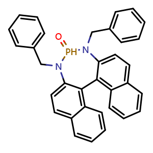 Chemical structure of (11bS)-3,5-Dibenzyl-4,5-dihydro-3H-dinaphtho[2,1-d:1',2'-f][1,3,2]diazaphosphepine 4-oxide , AChemBlock X202228