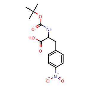 Chemical structure of 2-((tert-Butoxycarbonyl)amino)-3-(4-nitrophenyl)propanoic acid , CAS 86937-80-6, AChemBlock X202245