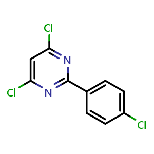 Chemical structure of 4,6-Dichloro-2-(4-chlorophenyl)pyrimidine , CAS 26870-72-4, AChemBlock X202248