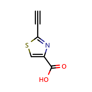 Chemical structure of 2-Ethynylthiazole-4-carboxylic acid , CAS 2246923-22-6, AChemBlock X202261