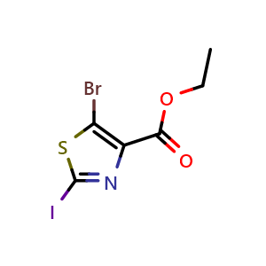 Chemical structure of Ethyl 5-bromo-2-iodothiazole-4-carboxylate , CAS 2044706-77-4, AChemBlock X202262
