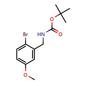 Chemical structure of tert-Butyl (2-bromo-5-methoxybenzyl)carbamate , CAS 478375-35-8, AChemBlock X202263