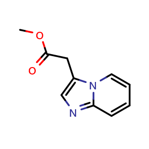 Chemical structure of Methyl 2-(imidazo[1,2-a]pyridin-3-yl)acetate , CAS 1244029-51-3, AChemBlock X202273