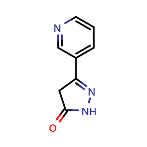 Chemical structure of 5-(Pyridin-3-yl)-2,4-dihydro-3H-pyrazol-3-one , CAS 69678-02-0, AChemBlock X202286