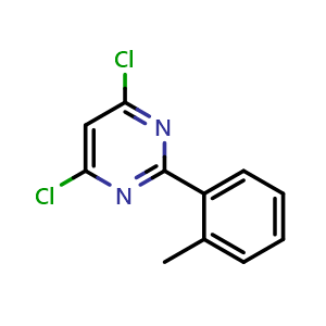 Chemical structure of 4,6-Dichloro-2-(o-tolyl)pyrimidine , CAS 26863-54-7, AChemBlock X202290