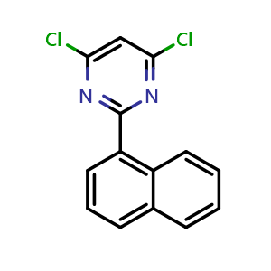 Chemical structure of 4,6-Dichloro-2-(naphthalen-1-yl)pyrimidine , CAS 89517-04-4, AChemBlock X202296