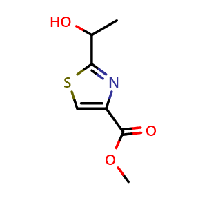 Chemical structure of Methyl 2-(1-hydroxyethyl)thiazole-4-carboxylate , CAS 76275-86-0, AChemBlock X202314