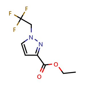 Chemical structure of Ethyl 1-(2,2,2-trifluoroethyl)-1H-pyrazole-3-carboxylate , CAS 1864016-41-0, AChemBlock X202328