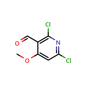 Chemical structure of 2,6-Dichloro-4-methoxynicotinaldehyde , CAS 1240596-47-7, AChemBlock X202332
