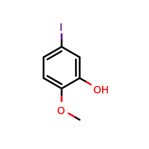 Chemical structure of 5-Iodo-2-methoxyphenol , CAS 160257-85-2, AChemBlock X202333