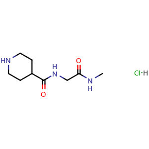 Chemical structure of N-(2-(Methylamino)-2-oxoethyl)piperidine-4-carboxamide hydrochloride , CAS 2918779-77-6, AChemBlock X202342