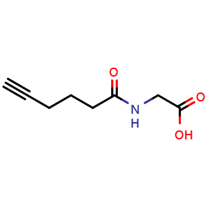 Chemical structure of 2-(Hex-5-ynamido)acetic acid , CAS 1186293-73-1, AChemBlock X202351
