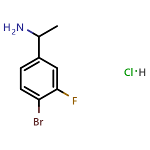 Chemical structure of 1-(4-Bromo-3-fluorophenyl)ethanamine hydrochloride , CAS 2436690-49-0, AChemBlock X202355