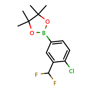 Chemical structure of 2-(4-Chloro-3-(difluoromethyl)phenyl)-4,4,5,5-tetramethyl-1,3,2-dioxaborolane , CAS 627526-06-1, AChemBlock X202368