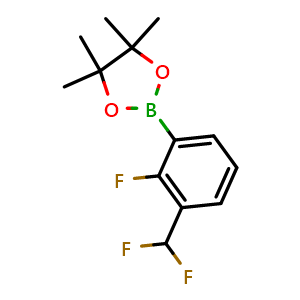 Chemical structure of 2-(3-(Difluoromethyl)-2-fluorophenyl)-4,4,5,5-tetramethyl-1,3,2-dioxaborolane , CAS 1698908-91-6, AChemBlock X202369