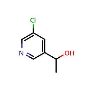 Chemical structure of 1-(5-Chloropyridin-3-yl)ethan-1-ol , CAS 1335057-61-8, AChemBlock X202377