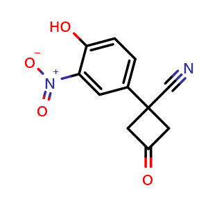 Chemical structure of 1-(4-Hydroxy-3-nitrophenyl)-3-oxocyclobutanecarbonitrile , CAS 2228245-13-2, AChemBlock X202384