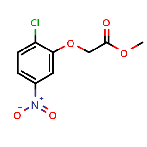 Chemical structure of Methyl 2-(2-chloro-5-nitrophenoxy)acetate , CAS 1339836-13-3, AChemBlock X202385