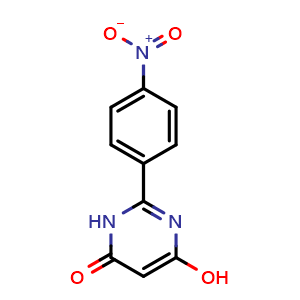 Chemical structure of 6-Hydroxy-2-(4-nitrophenyl)pyrimidin-4(3H)-one , CAS 176100-76-8, AChemBlock X202387