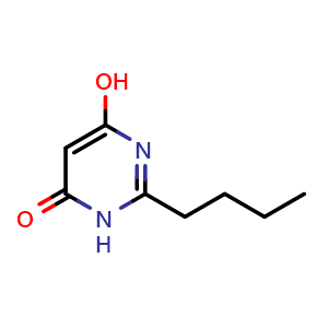 Chemical structure of 2-Butyl-6-hydroxypyrimidin-4(3H)-one , CAS 60185-67-3, AChemBlock X202388
