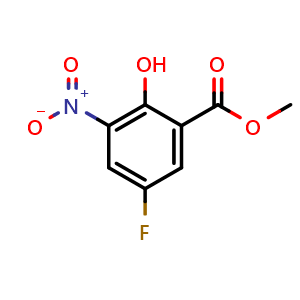 Chemical structure of Methyl 5-fluoro-2-hydroxy-3-nitrobenzoate , CAS 880160-63-4, AChemBlock X202397