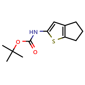 Chemical structure of tert-Butyl (5,6-dihydro-4H-cyclopenta[b]thiophen-2-yl)carbamate , CAS 1312117-74-0, AChemBlock X202398