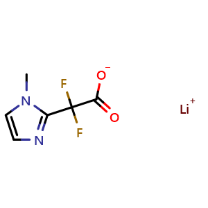 Chemical structure of lithium 2,2-difluoro-2-(1-methyl-1H-imidazol-2-yl)acetate , CAS 2172503-46-5, AChemBlock X202405