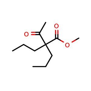 Chemical structure of Methyl 2-acetyl-2-propylpentanoate , CAS 109578-13-4, AChemBlock X202409