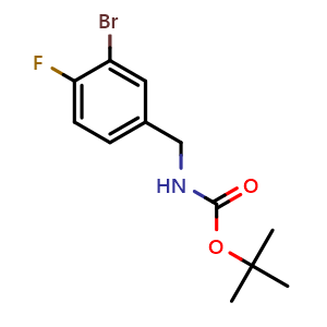 Chemical structure of tert-Butyl 3-bromo-4-fluorobenzylcarbamate , CAS 375853-85-3, AChemBlock X202435