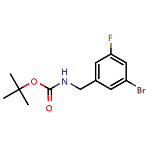 Chemical structure of tert-Butyl 3-bromo-5-fluorobenzylcarbamate , CAS 1177558-40-5, AChemBlock X202437