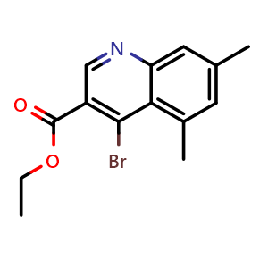 Chemical structure of Ethyl 4-bromo-5,7-dimethylquinoline-3-carboxylate , CAS 1242260-06-5, AChemBlock X202440