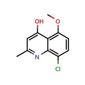 Chemical structure of 8-Chloro-5-methoxy-2-methyl-4-quinolinol , CAS 1206-62-8, AChemBlock X202452