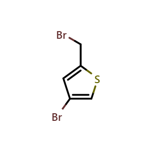 Chemical structure of 4-Bromo-2-(bromomethyl)thiophene , CAS 79757-98-5, AChemBlock X202456