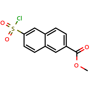 Chemical structure of Methyl 6-(chlorosulfonyl)-2-naphthoate , CAS 2172474-25-6, AChemBlock X202459