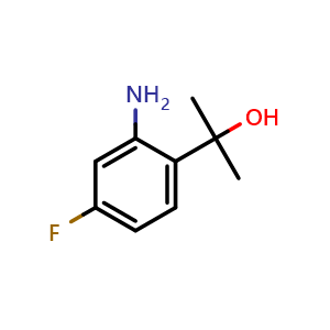 Chemical structure of 2-(2-Amino-4-fluorophenyl)propan-2-ol , CAS 1009368-27-7, AChemBlock X202461