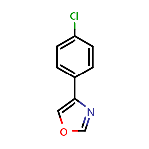Chemical structure of 4-(4-Chlorophenyl)oxazole , CAS 832099-59-9, AChemBlock X202465