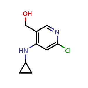 Chemical structure of (6-Chloro-4-(cyclopropylamino)pyridin-3-yl)methanol , CAS 1588424-64-9, AChemBlock X202474