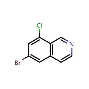 Chemical structure of 6-Bromo-8-chloroisoquinoline , CAS 1824270-14-5, AChemBlock X202477