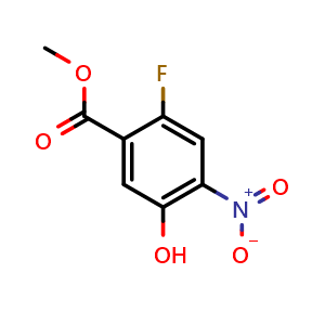 Chemical structure of Methyl 2-fluoro-5-hydroxy-4-nitrobenzoate , CAS 1566162-09-1, AChemBlock X202528