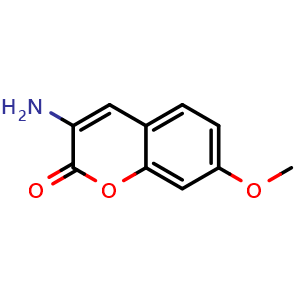 Chemical structure of 3-Amino-7-methoxy-2H-1-benzopyran-2-one , CAS 33259-31-3, AChemBlock X202534